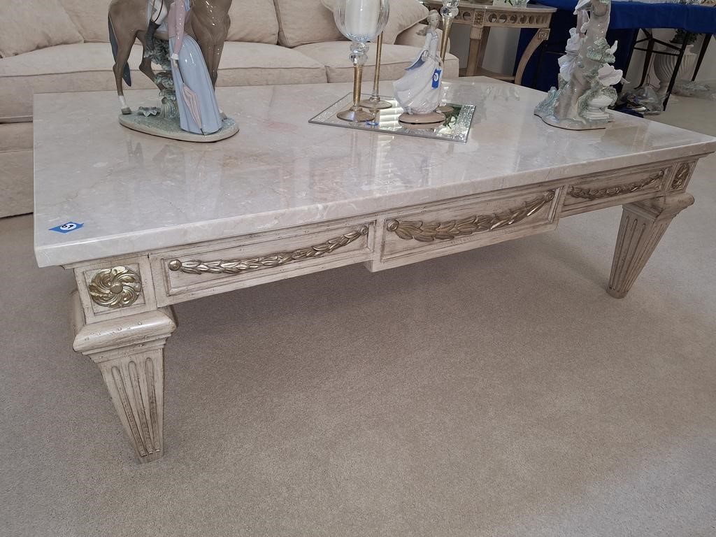 LARGE MARBLE TOP COFFEE TABLE