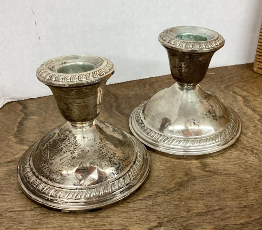 Weighted sterling candle holders