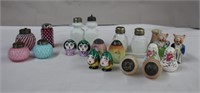 Ten salt & pepper shakers, two on trays including