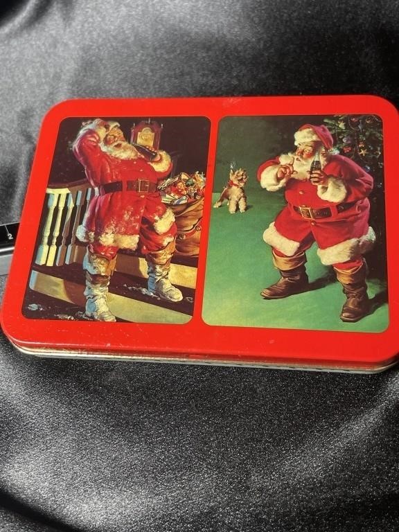 VTG Coca-Cola Santa NIP Tin & Card Decks