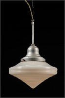 Antique Art Deco Pendant Lamp w/ Milk Glass Globe