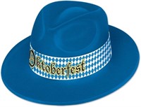 NEW- Beistle Oktoberfest Velour Fedora Hat BLUE