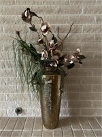 Brass vase with fake floral