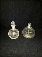 Beautiful Pair of colorless glass perfume bottles