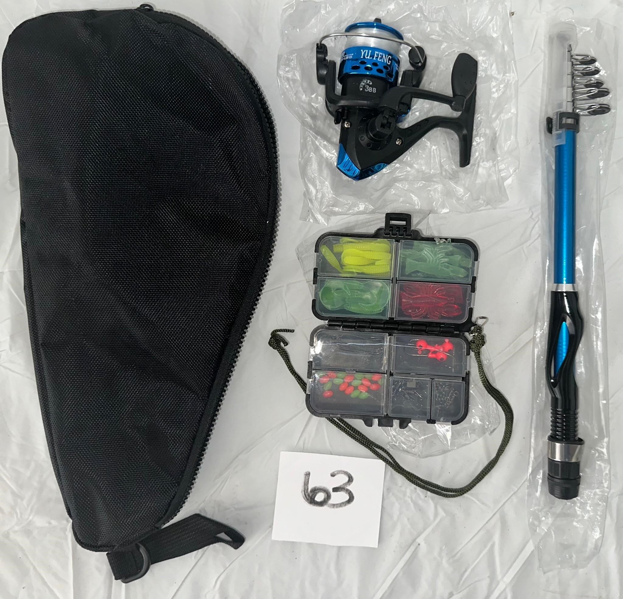 Compact Fishing Rod, Reel, Tackle, & Case