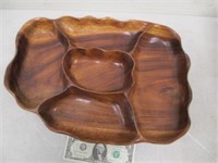 Nice Vintage Wooden Divided Serving Tray -