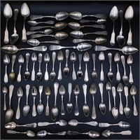(65)-piece coin silver spoon lot, to include: 50