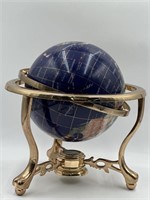 Vintage Tabletop Globe Blue Lapis Gemstone and