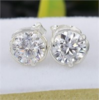 APPR $2700 Moissanite Earrings 4 Ct 925 Silver