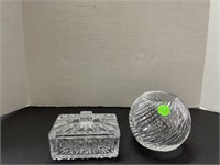(2) Nice Crystal Pieces (Rose Bowl & Trinket Box)