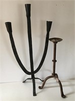 2 Wrought Iron Candleholders Tallest 19"