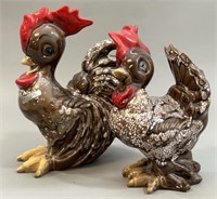 Cute Ceramic Hen & Rooster Figurines