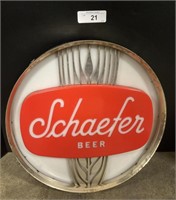 Advertising Schaefer Beer Metal Wall Sign.