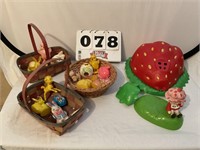Strawberry short cake and vintage Easter items.