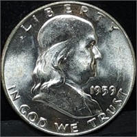 1959-D Franklin Silver Half Dollar Gem BU Full