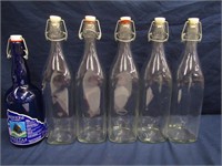 12 3/4" Rubber Stopper Bottles Blue Bottle 11" T