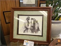 WH FORD LITHOGRAPH OF COWBOY AND HORSE PAINTING