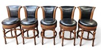 Set of 5 Frontgate Manchester Swivel Bar Stools.