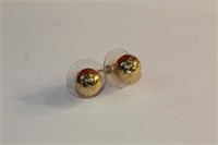 New Pair 14k yellow gold textured ball post