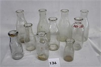 10 VINTAGE MILK BOTTLES