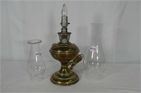 Brass Coal Oil  Lamp (Electric) 2 Chimneys