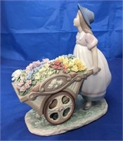 Lladro Lady and Wheelbarrow Figurine - as is