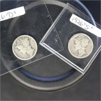US Coins 1926-D and 1926-S Mercury Dimes
