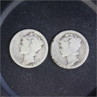 US Coins 1919-D and 1919-S Mercury Dimes,