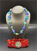 Gemstone Necklace And Bracelet.