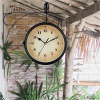 NEWIMAGE Double-Sided Wall Clock 8''Dia Antique Wa