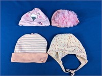 (4) 0-9M Baby Hats [Carter's & More] Girl