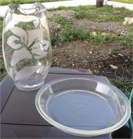 Etched Glass Pitcher / Pie Plate