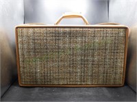 Vintage Hartman Tweed Suitcase Leather Hard Sided