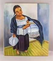 Mexican Oil on Canvas Signed Diego Rivera '1952