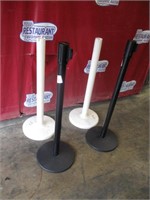 Bid x 4: 38" Retractable Belt Barrier (2) & Post (