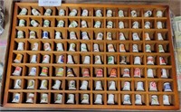 WOOD THIMBLE DISPLAY SHELF W/ THIMBLES