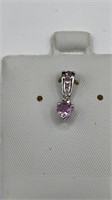 Pink Sapphire and Diamond Sterling Pendant