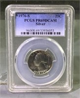 1976S Silver Quarter PCGS PR69DCAM