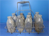 Vintage 97 Milk Bottle Bottle Caddy w/Bottles