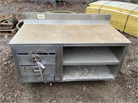 STAINLESS STEEL WORK TABLE W/ 3 DRAWERS