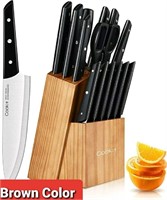 Cookit, Knife Set with Block, 15 Pieces with Pine