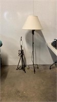 2 Tall Antique Metal Lamps