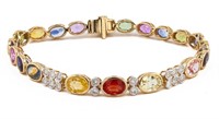 17.11CTW SAPPHIRE & 0.73CTW DIA 14K GOLD BRACELET