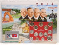2014 MINT UNCIRCULATED COIN SET WITH STAMP