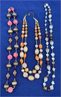 3 Fashion Necklaces of Fancy Beads and Crystals