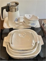 Corningware "Cornflower" casseroles/coffee pot