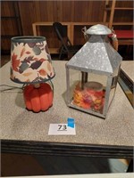 Fall table lamp and candle lantern