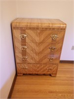 Art Deco Matchbox Zebra Wood Pattern Dresser