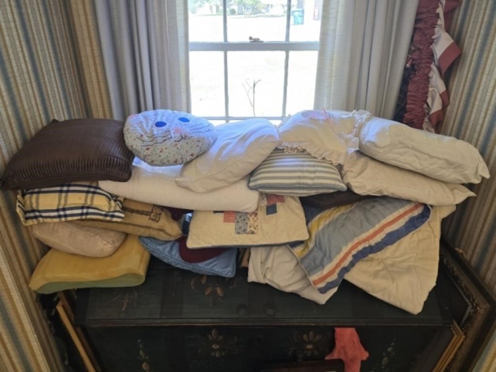 Estate lot of pillows and blankets