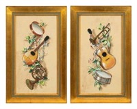 Pair of Musical Themed Watercolors, Signed.